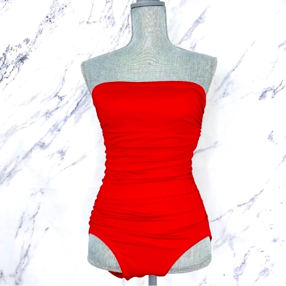 Jantzen | Red Ruched Bandeau One Piece Swimsuit | Sz 10